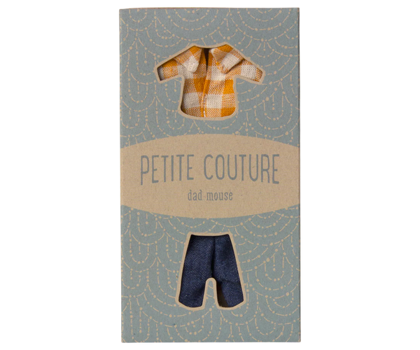 Maileg Yellow Checked Shirt and Pants Dad