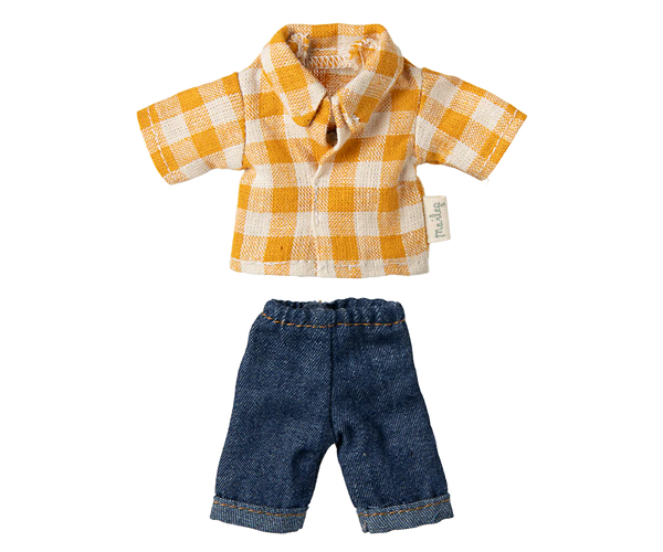 Maileg Yellow Checked Shirt and Pants Dad