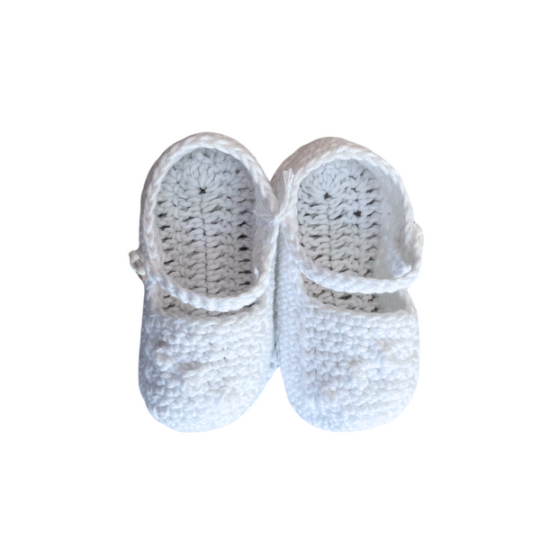 Papalotes White Dotted Baby Mary Jane Booties