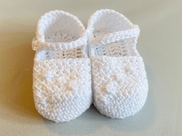 Papalotes White Dotted Baby Mary Jane Booties