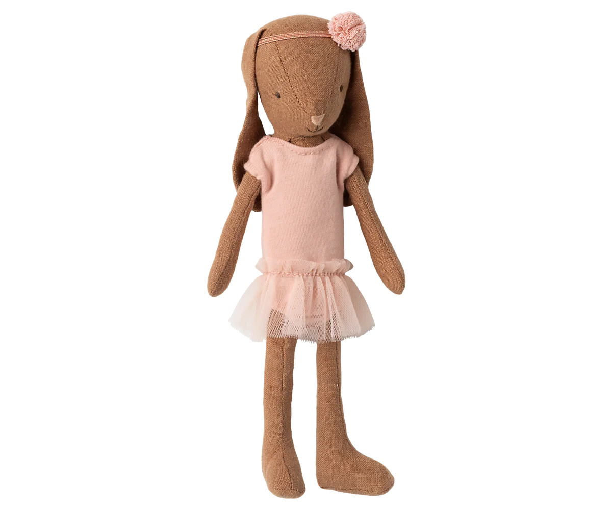 Maileg Bunny size 1, Chocolate brown - Ballet suit and skirt rose