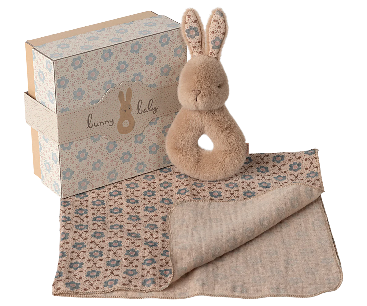 Maileg Rabbit Rattle Set Cream Peach