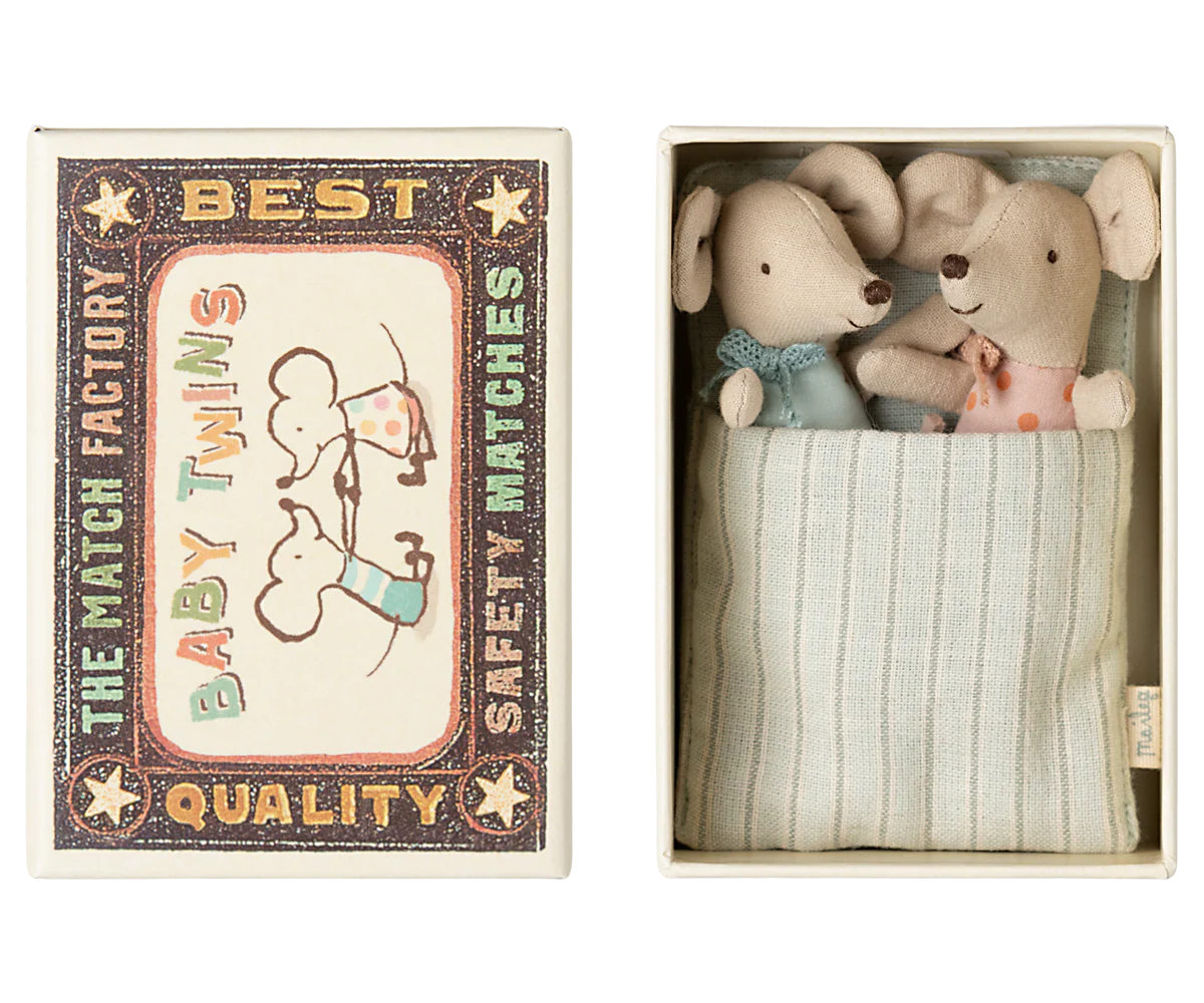 Maileg Twin Baby Mice in Matchbox