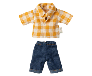 Maileg Yellow Checked Shirt and Pants Dad