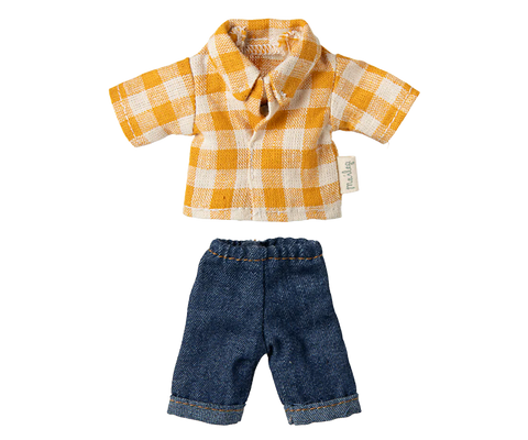 Maileg Yellow Checked Shirt and Pants Dad
