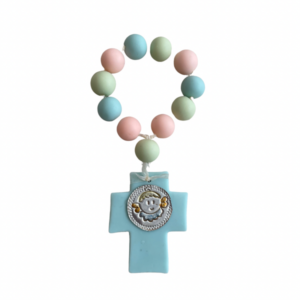 Cold Clay Rosary Pastel/Blue Cross