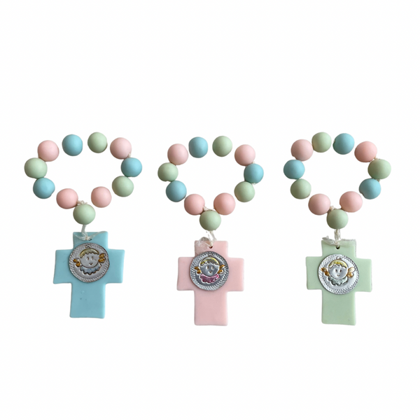 Cold Clay Rosary Pastel/Green Cross