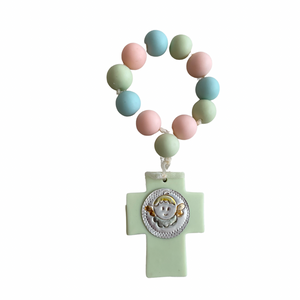 Cold Clay Rosary Pastel/Green Cross