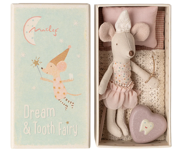 Maileg Tooth fairy mouse, Little sister in matchbox