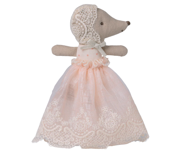 Maileg Baby Mouse in Gown Powder