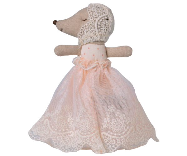 Maileg Baby Mouse in Gown Powder