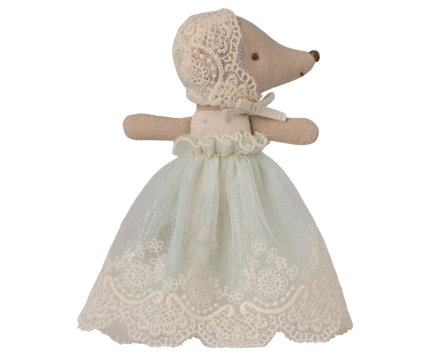 Maileg Baby Mouse in Gown Mint
