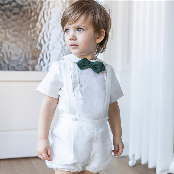 Amaya Linen Baby Romper Set Bone White