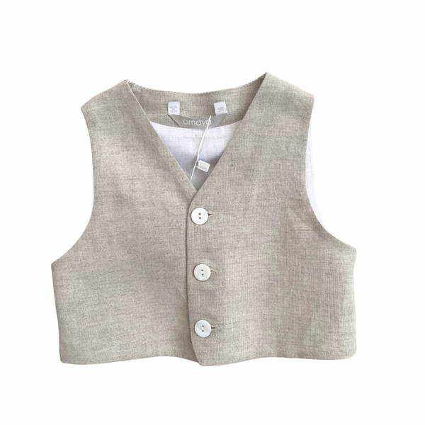 Amaya Children Linen Waistcoat Sand