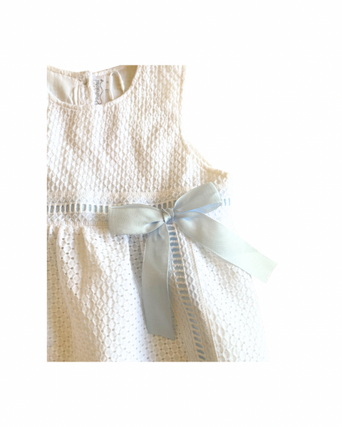 Floral Blue Pima Cotton Eyelet Dress Blue Ribbon