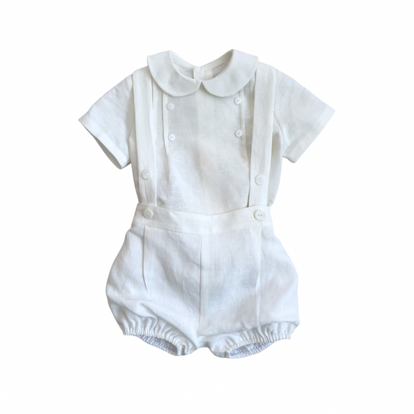 Amaya Linen Baby Romper Set Bone White