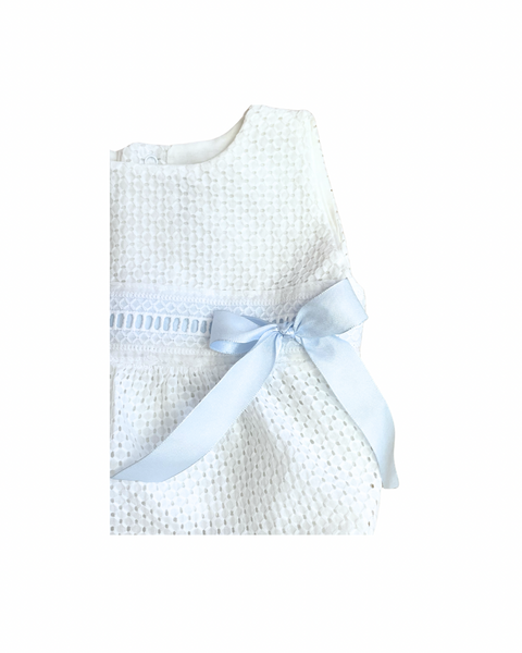 Floral Blue Pima Cotton Eyelet Blue Romper