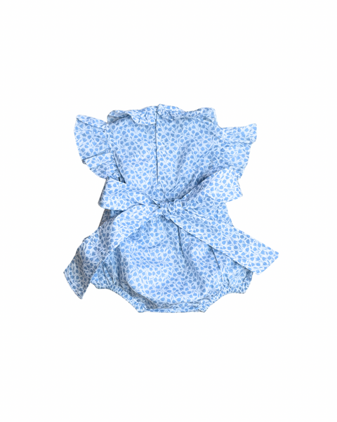 Floral Blue Printed Pima Cotton Baby Romper