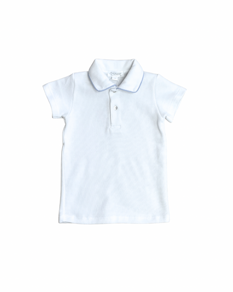 Floral Blue Pima Cotton Boy Polo