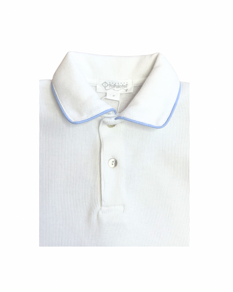 Floral Blue Pima Cotton Boy Polo
