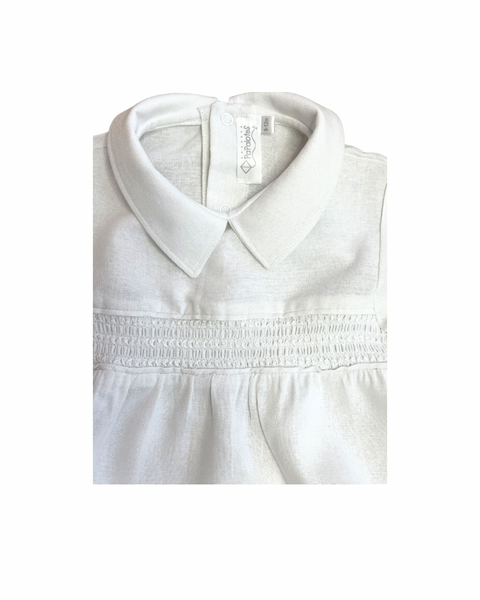 Floral Blue White Linen Baby Romper