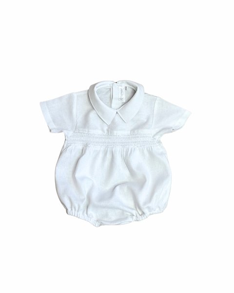 Floral Blue White Linen Baby Romper