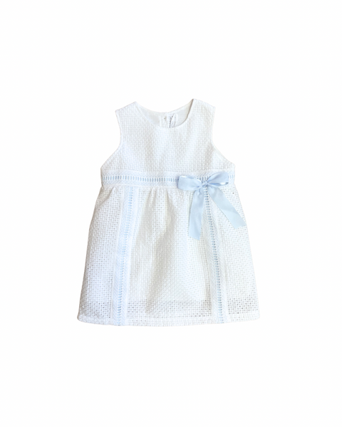 Floral Blue Pima Cotton Eyelet Dress Blue Ribbon