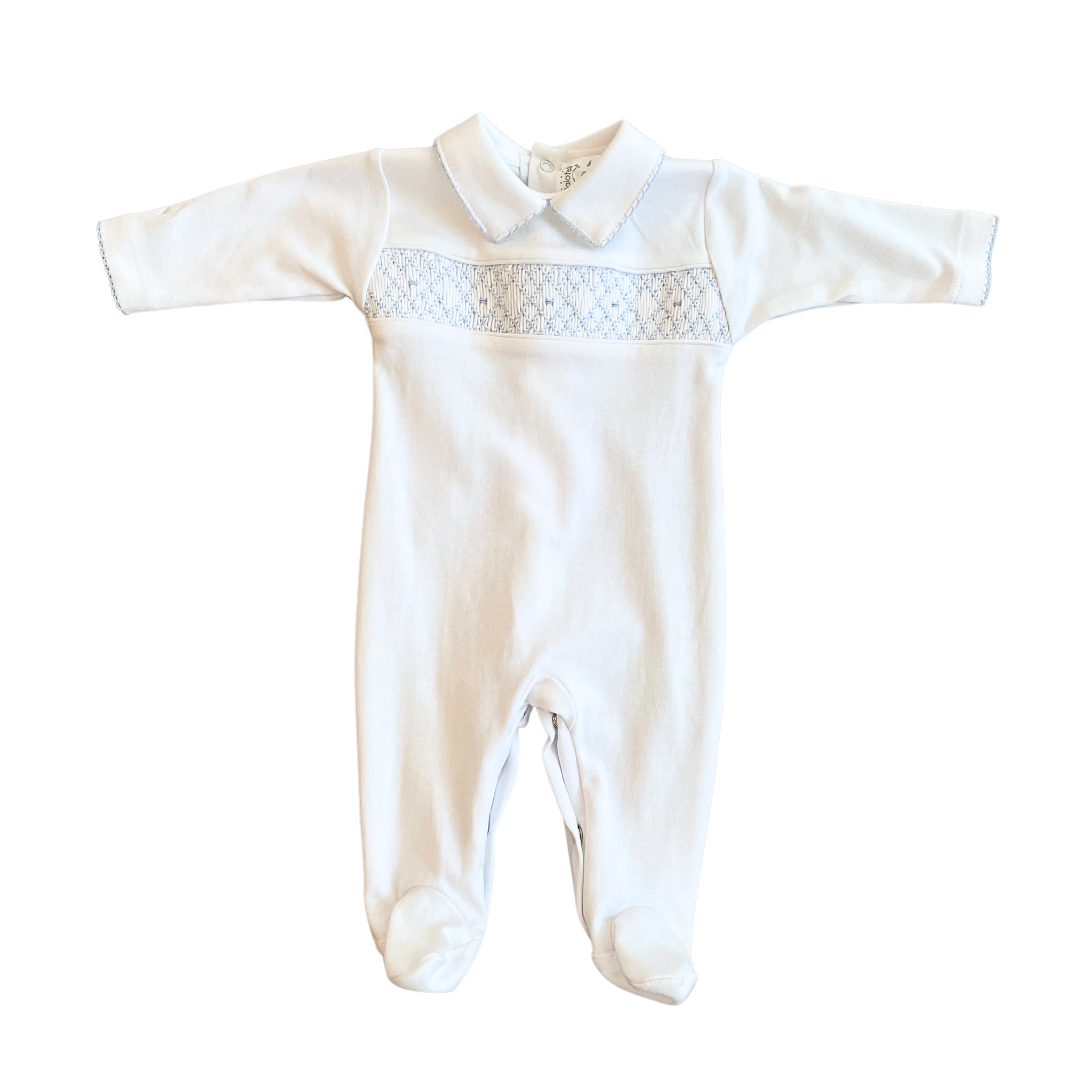 Papalotes Pima Baby Romper White/Blue