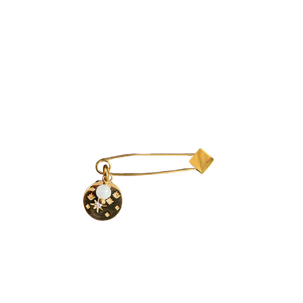 Papalotes Gold Plated Star Medallion With Aquamarine Bead Baby Brooch