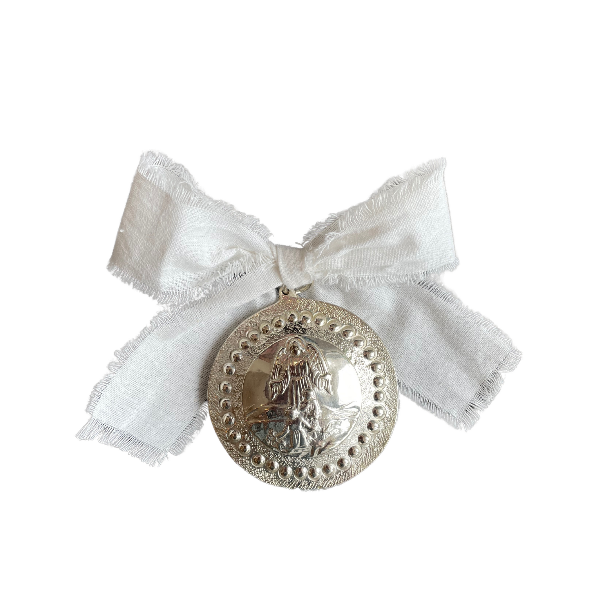 Papalotes Medium Crib Medallion Guardian Angel Silver Plated