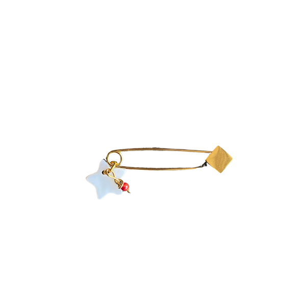 Papalotes Gold Plated MOP Star With Coral  Baby Brooch