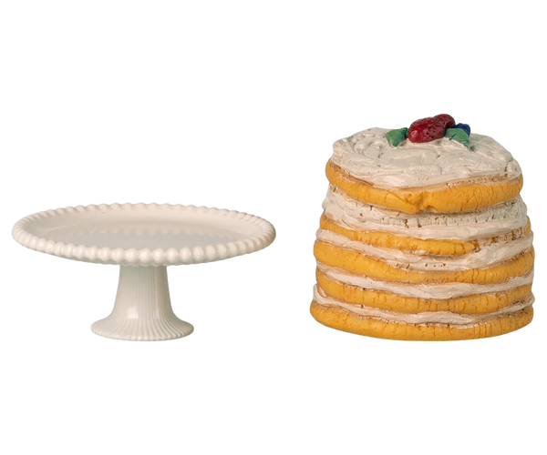 Maileg Party Cake And Cake Stand-Off White