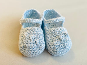 Blue Dotted Baby Mary Jane Booties