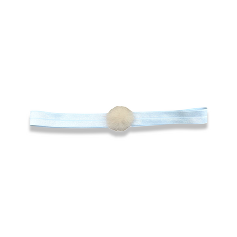 Sand/Pale Blue Fur Pon Pon Baby Headband