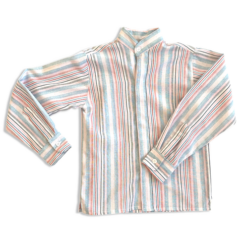 Papalotes Multi Stripe Nehru Collar Boy Long Sleeve Shirt