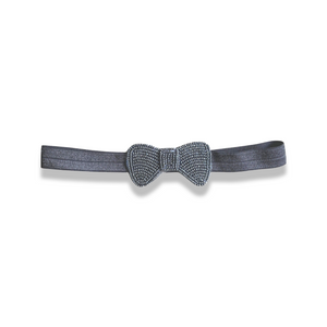 Charcoal Grey/Jet Black Beaded Bow Baby Headband